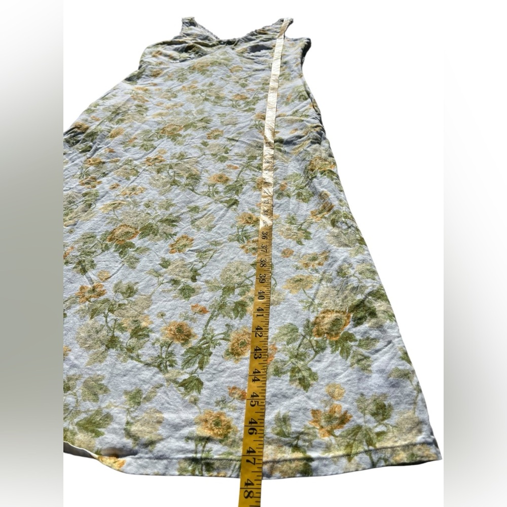 VTG LAURA ASHLEY Linen Floral Yellow Roses Midi Dress Cottage Garden Lace Trim 6 - Picture 13 of 16